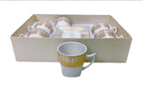 12Pc Coffee Cups Set Gold Greek Key