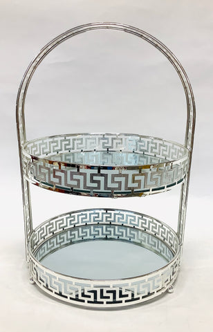 2 tiered Serving Tray/Platter Silver