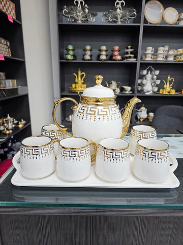 9pc Ceramica Tea Set (Gold)