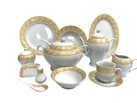 57pc Dinner  Set White & Gold