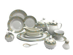 75pc Dinner Set White & Green