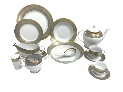 49pc Dinner Set White & Gold