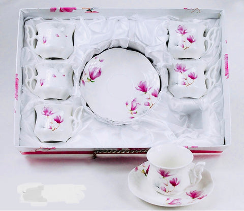 12Pc Coffee Cups Set (Pink Flower)