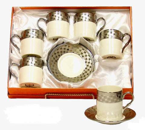 12Pc Espresso Coffee Cups Set (Silver)