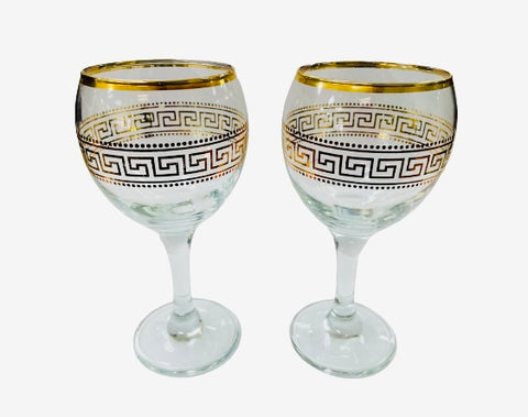 6Pc Wine Glass Set / Gold
