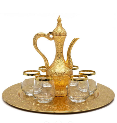 Coffee Cups Glass Set / Gold