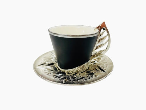 12Pc Turkish Espresso Coffee cups /  Black & Silver