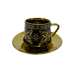 12Pc Espresso Coffee Cups Set 3.5oz  / Gold & Black