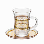 12Pc Tea Glass Set Gold & Black Design