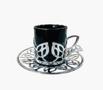 12Pc Espresso Coffee Set 3.5oz / Black & Silver