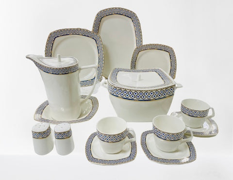 66Pc Square Shape Dinner Set / Blue