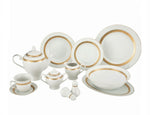 Super White Porcelain 49Pc Dinner Set / Withe & Gold