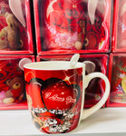 1Pc Coffee cup with spoon / Valentines Gift R