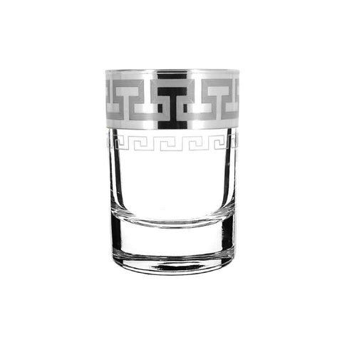 Shot Glass Greek Pattern - 6pc Set / Silver
