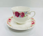 15Pc Coffee Cups Set With Rack / Flower Design