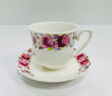 15Pc Coffee Cups Set With Rack / Flower Design