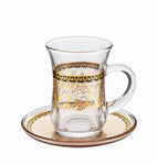 12Pc Tea Glass Set Gold Design