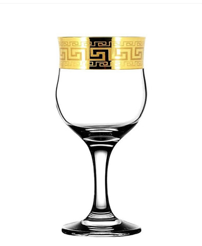 6Pc Wine Glass Set Gold
