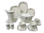 66Pc Square Shape Dinner Set / Silver