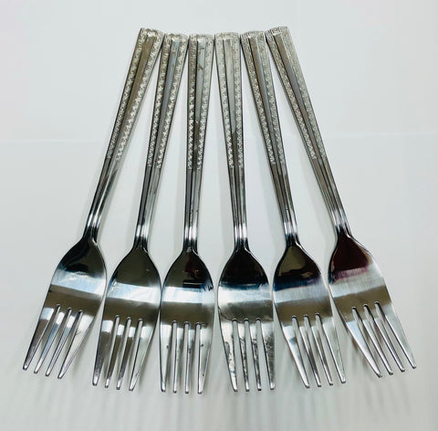 6Pc Dinner Fork Silver Set / V Design