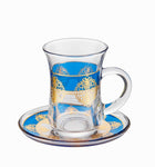 12Pc Tea Glass Set Blue Design