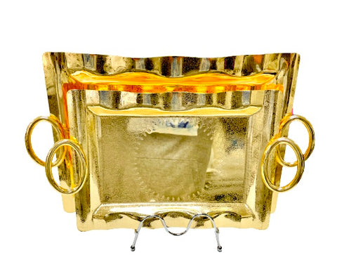 2Pc Serving Tray Gold