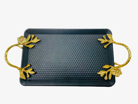 1Pc Serving Tray / Black & Gold 11”inch