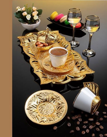 2Pc Espresso Coffee Set  Sugar Bawl /White & Gold