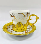 12Pc Ceramic Coffee Cups / Gold