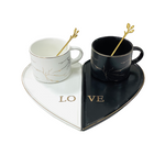6Pc Coffee Set Heart Tray