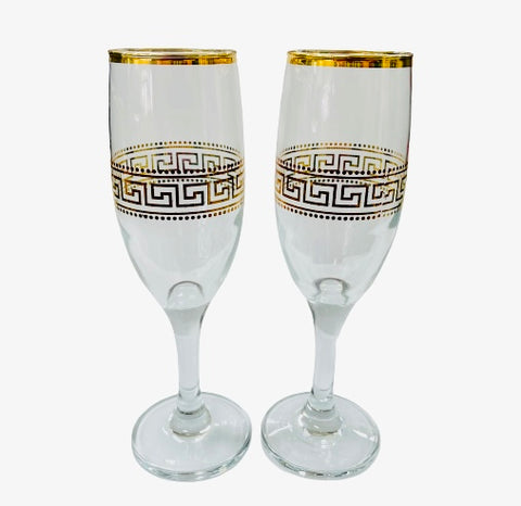 6Pc Champagne Glass Set / Gold