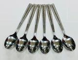 6Pc Small Tea Spoon Silver Set / V Design