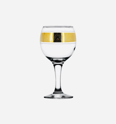 6Pc Wine Glass Set Gold / 9oz
